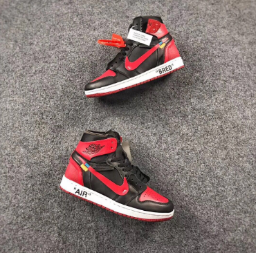 2017 OFF-WHITE x Air Jordan 1 Bred Black Varsity Red-White